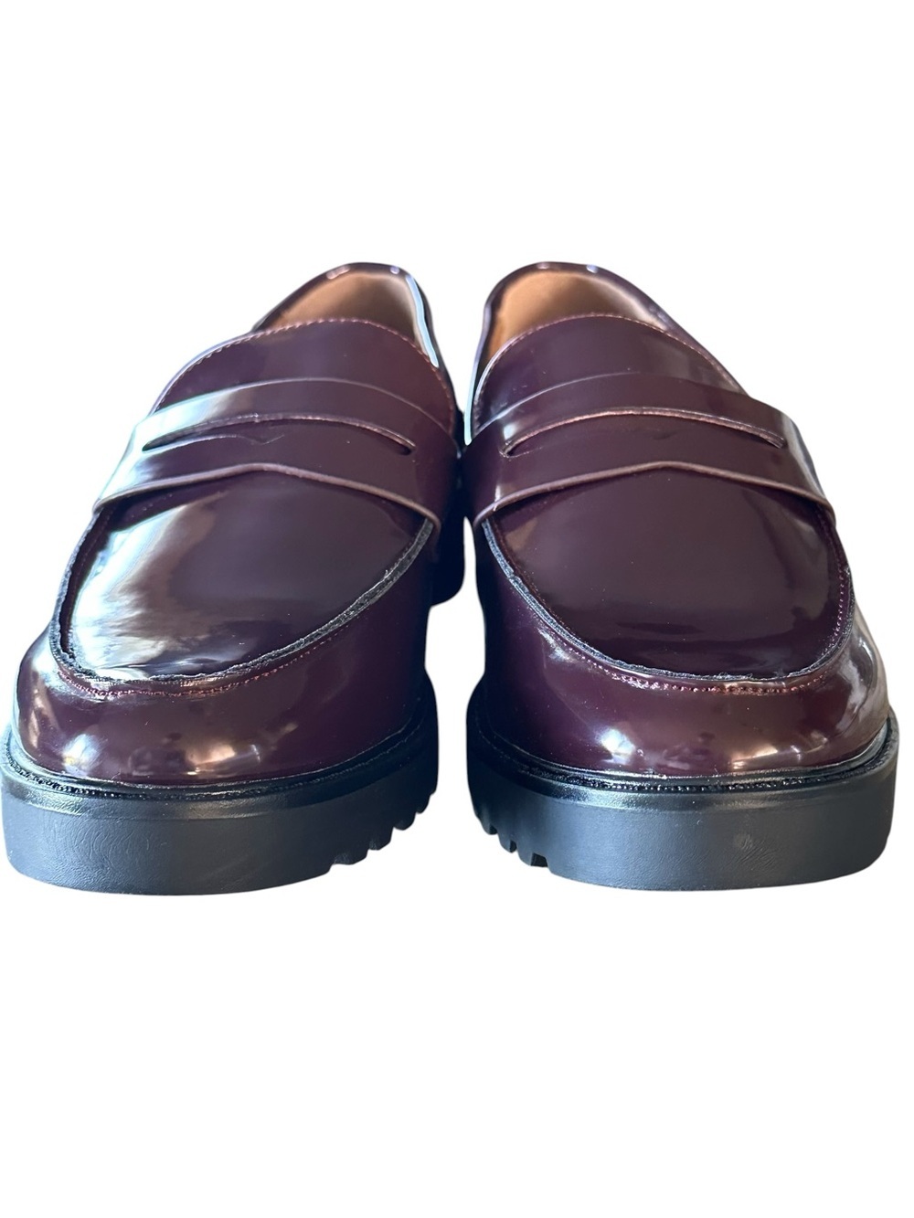 Mia Amore Hali Shoes Burgundy Patent Penny Loafers Women's Size 9 New in Box - Picture 7 of 16